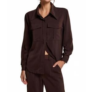 NEW CRESCENT neveah cargo button up top in merlot